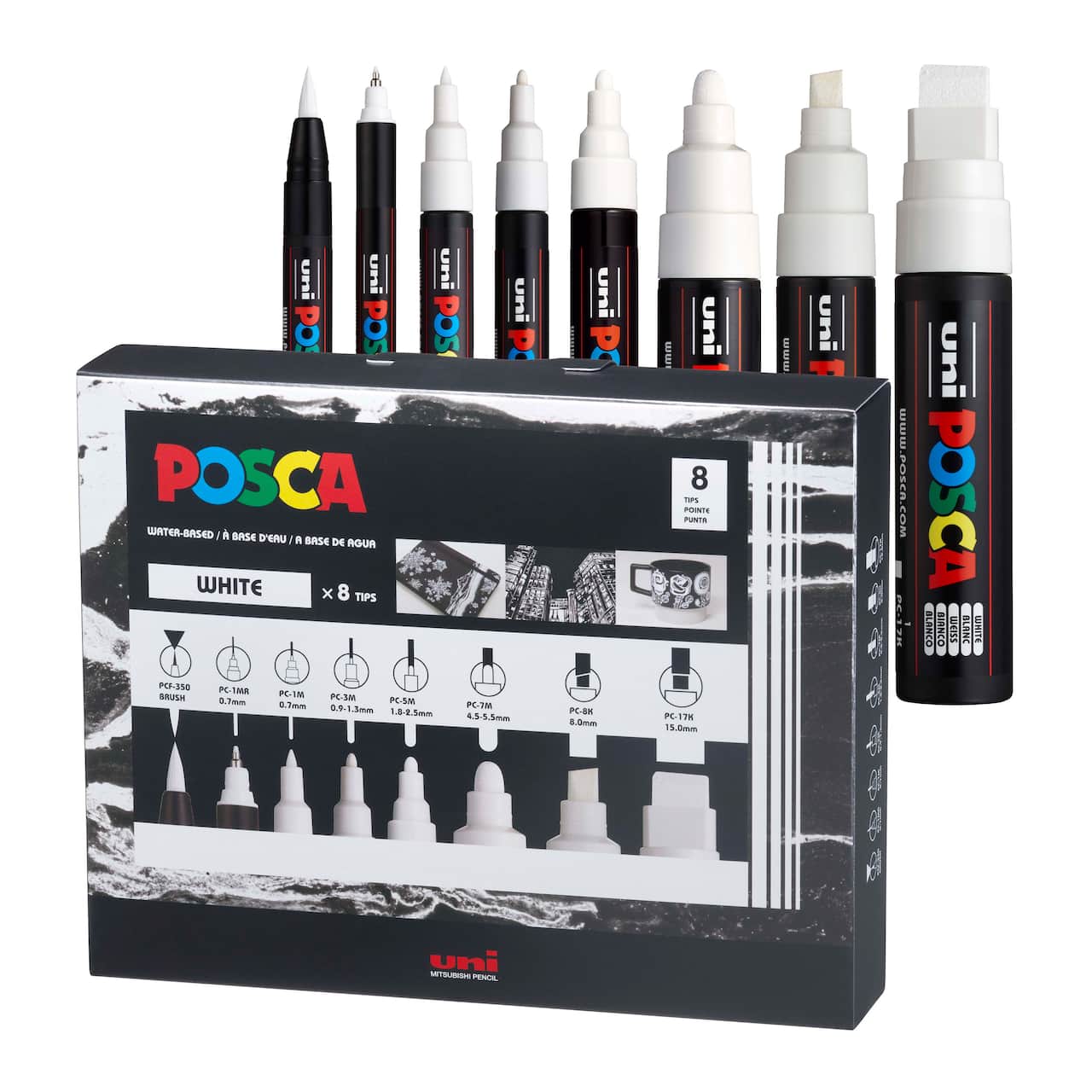 Ensemble de marqueurs à peinture blanche POSCA